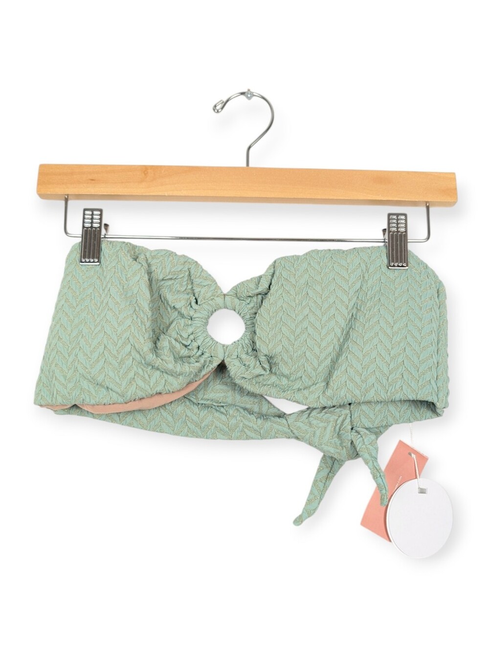 PQ Swim Bandeau Bikini Top D Green Blue Aquarius Ring Swim Top NWT